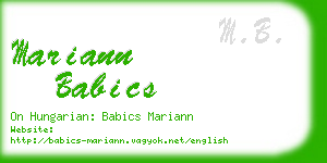 mariann babics business card